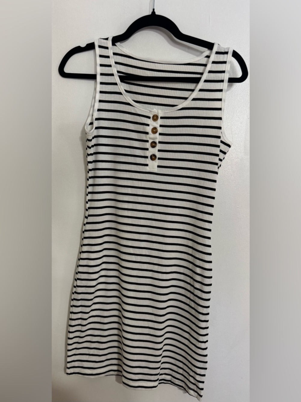 SHEIN White and Black Striped Ribbed Midi Dress size M or Size 6